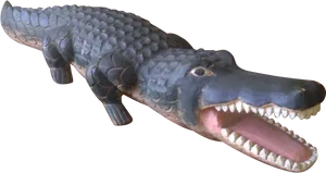 Carved Wooden Alligator Sculpture