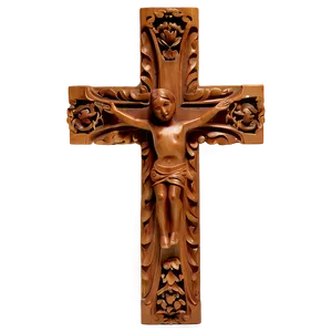 Carved Wooden Cross PNG 05252024
