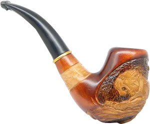 Carved Wooden Tobacco Pipe PNG