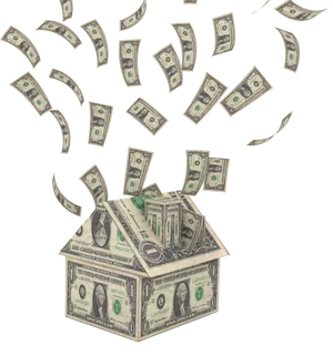 Cash Housewith Falling Money PNG image