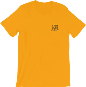 Cash Over Clout Yellow Shirt PNG image