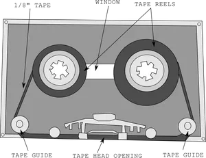 Cassette Tape Internal Components Diagram PNG