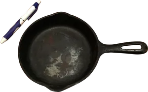 Cast Iron Skilletwith Pen PNG image