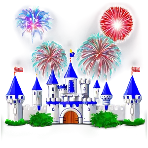 Castle With Fireworks PNG 05032024