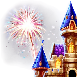 Castle With Fireworks PNG 05032024