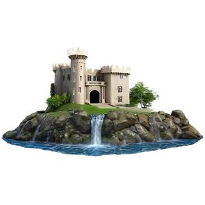 Castle With Waterfall PNG Dgn36 PNG
