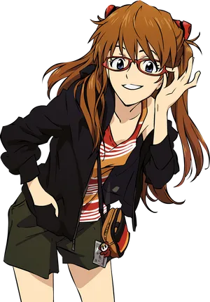 Casual Asuka Langley Soryu Anime Artwork PNG