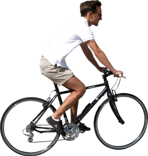 Casual Cyclist Riding Bike PNG image