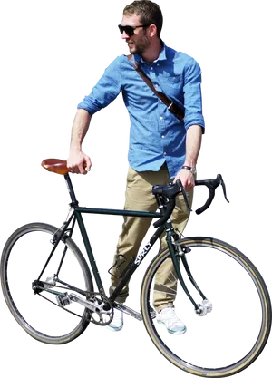 Casual Cyclistwith Road Bike PNG image