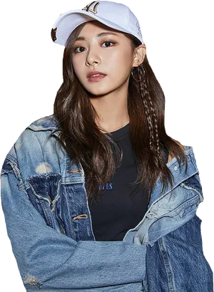 Casual Denim Outfit Kpop Idol PNG image