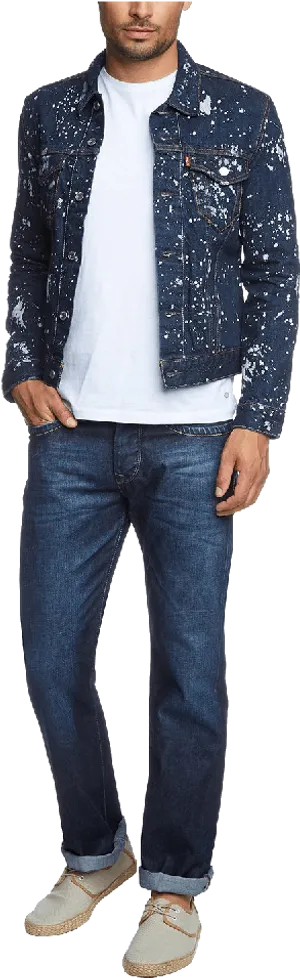 Casual Denim Outfit Male Model PNG image