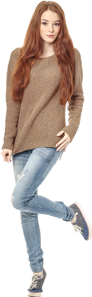 Casual Fashion Pose_ Female Model.png PNG