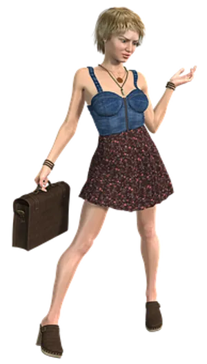 Casual Fashion3 D Model Womanwith Briefcase
