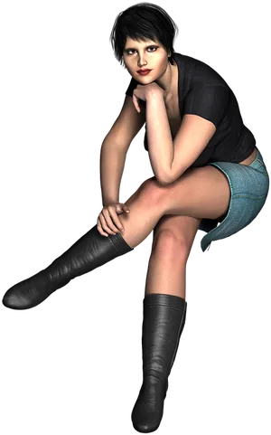 Casual Female Pose3 D Render PNG image