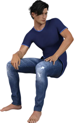 Casual Man Sitting Pose3 D Render