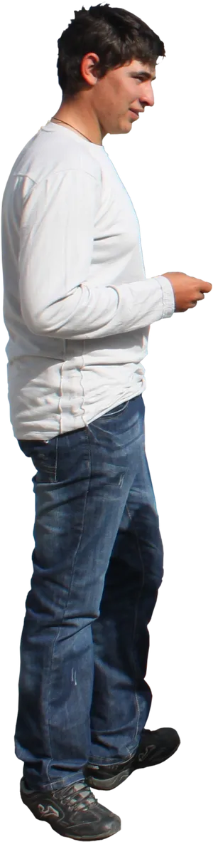 Casual Man Standing Side View PNG image