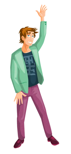 Casual Man Waving Hello