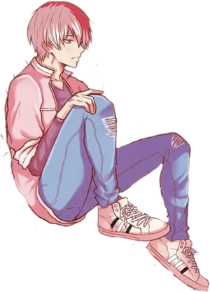 Casual Todoroki Anime Illustration PNG
