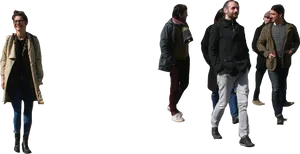 Casual Urban Walk_ Group PNG