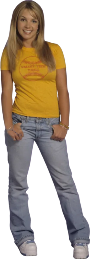 Casual Yellow Top Jeans Britney PNG image