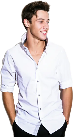 Casual Young Man White Shirt PNG image