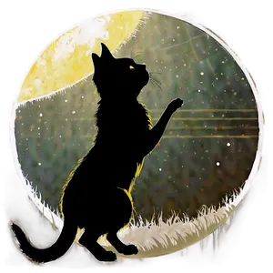 Cat And Moon Silhouette PNG 4