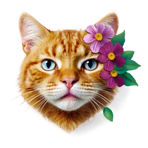 Cat Face With Flowers PNG 06122024