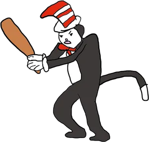 Cat In The Hat Baseball Swing PNG image