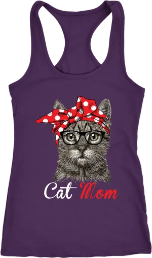 Cat Mom Tank Topwith Graphic Print PNG image