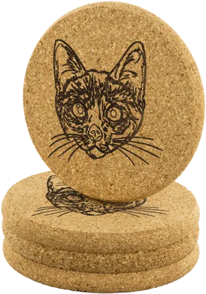 Cat Sketch Cork Coasters PNG image