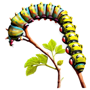 Caterpillar On Twig PNG Svt91