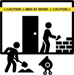 Caution Men At Work Signage PNG image