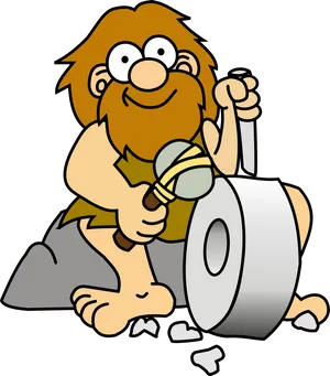 Caveman Discovering Toilet Paper PNG image