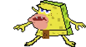 Caveman Sponge Bob Meme Pixel Art PNG image