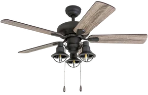 Ceiling Fan With Lightsand Pull Chain PNG image