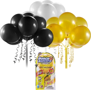 Celebration Balloons Black White Gold