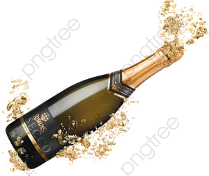 Celebratory Champagne Bottle Popping PNG image