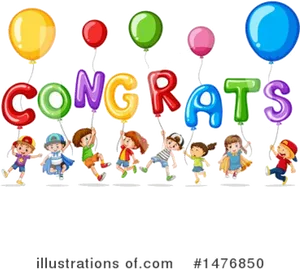 Celebratory Congrats Balloonsand Children PNG image