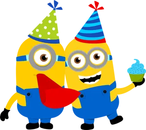 Celebratory Minions Party Clipart PNG image