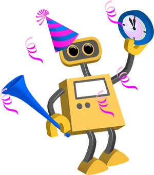 Celebratory Robot New Year Party.png PNG image