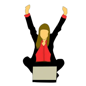 Celebratory Woman Raising Arms