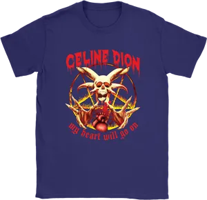 Celine Dion Heart Will Go On Skull Shirt PNG image