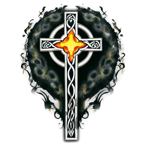Celtic Cross In Fire Design PNG 40 PNG
