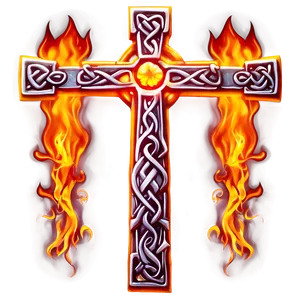 Celtic Cross In Fire Design PNG Sna PNG