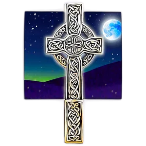 Celtic Cross In Moonlight PNG 80