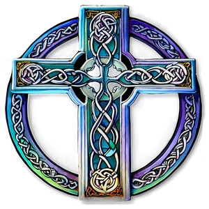 Celtic Cross In Stained Glass Png 06212024 PNG image