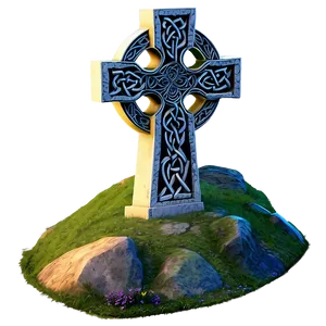 Celtic Cross On Mountain Peak PNG Xfp