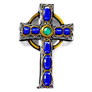 Celtic Cross With Gemstones PNG 91