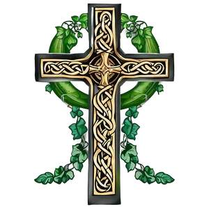 Celtic Cross With Ivy Vines PNG Xaq PNG