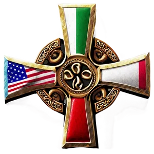 Celtic Cross With National Flag PNG 06212024 PNG